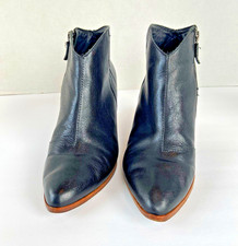 Eileen Fisher Women s Black Leather Ankle Bootie Pointed Toe Wedge Zip 7.5