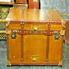 Handmade Vintage Tan Leather Coffee Table Trunk Rustic Storage Chest/ high quali