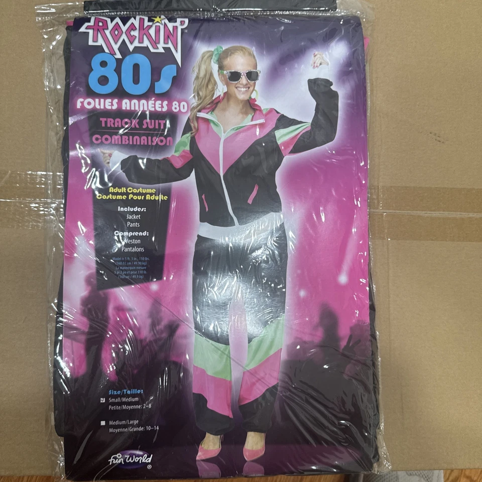 Traje de chándal años 80 adulto damas disfraz de Halloween S/M chaqueta pantalones Foto 2 de 3