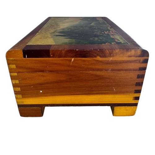 Vtg Cedar Wood Jewelry Trinket Stash Storage Box Hills Village Church - Picture 5 of 7