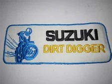 Vintage Suzuki Dirt Digger Dirt Bike Embroidered Sew on Patch 10" x 4" - NEW