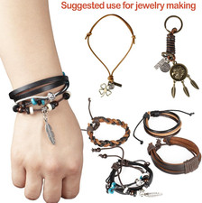  TM 3Mm Flat Genuine Leather Strip Cord Braiding String Dark Brown Espresso ...