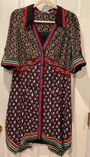 Alice + Olivia Geometric Handkerchief Button Collared Shirtdress Large