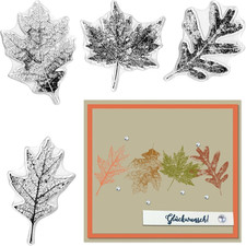 4 PCS Maple Leaves Clear Stamps for Card Making, Fall Leaf Rubber Stamps Autumn