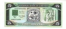 Liberia LIBERIA 5 DOLLAR BILL 1991 P20 NEW UNC