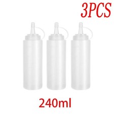 3pcs Plastic Clear Squeeze Squeezy Sauce Bottle Mayo Dispenser Bottles 240ML