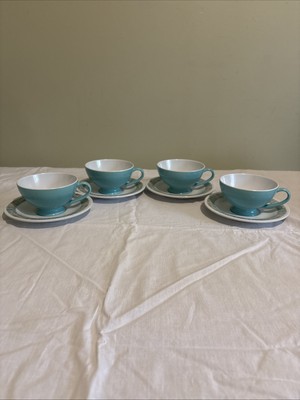 Retro Texas Ware set of 4 cups & saucers melamine in excellent condition