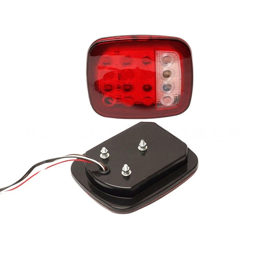 2 peças quadrado 16LED carro backup freio reverso luz marcador vermelho+branco - Imagem 3 de 4