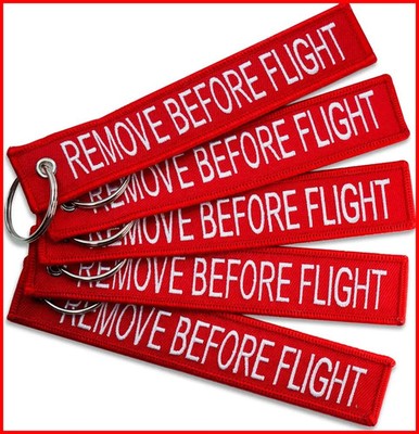 5PCS Car Key Chain Remove Before Flight Jet Tag Keychain Both Sides Text Embroid