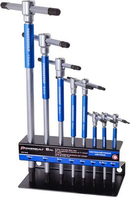 8 Pc Metric T-Handle Hex Allen Key Wrench Set W/ Speed Sleeves for Fast Spinning