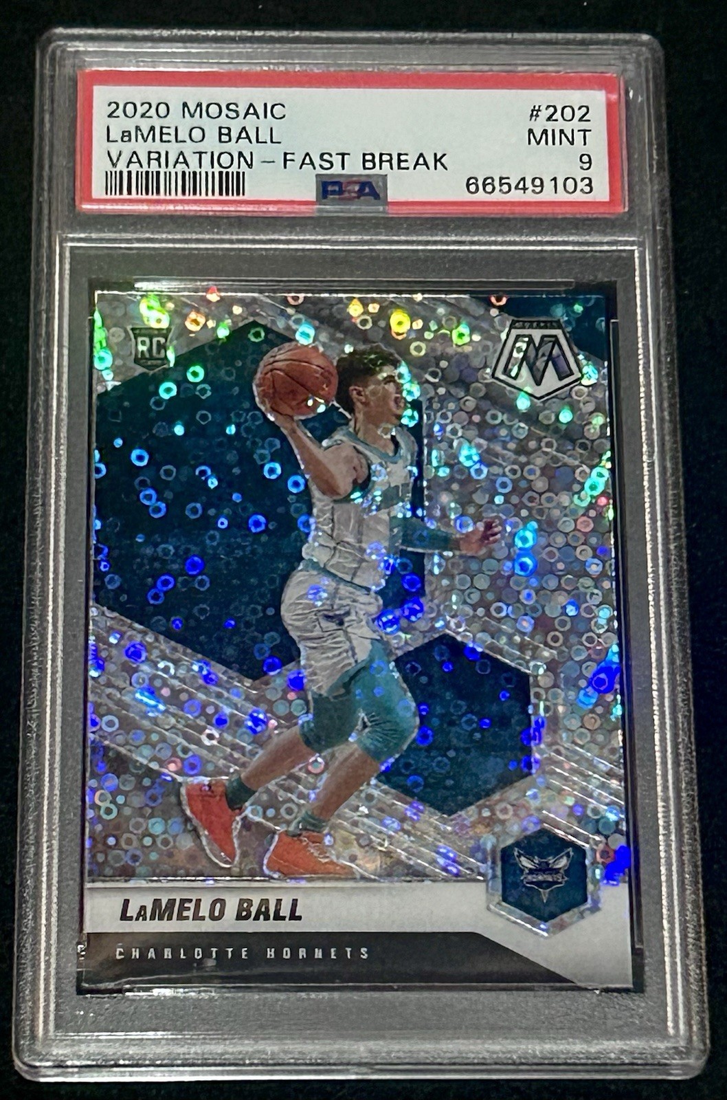 2020-21 Panini Mosaic LaMelo Ball #202 Rookie Fast Break Silver Prizm PSA 9