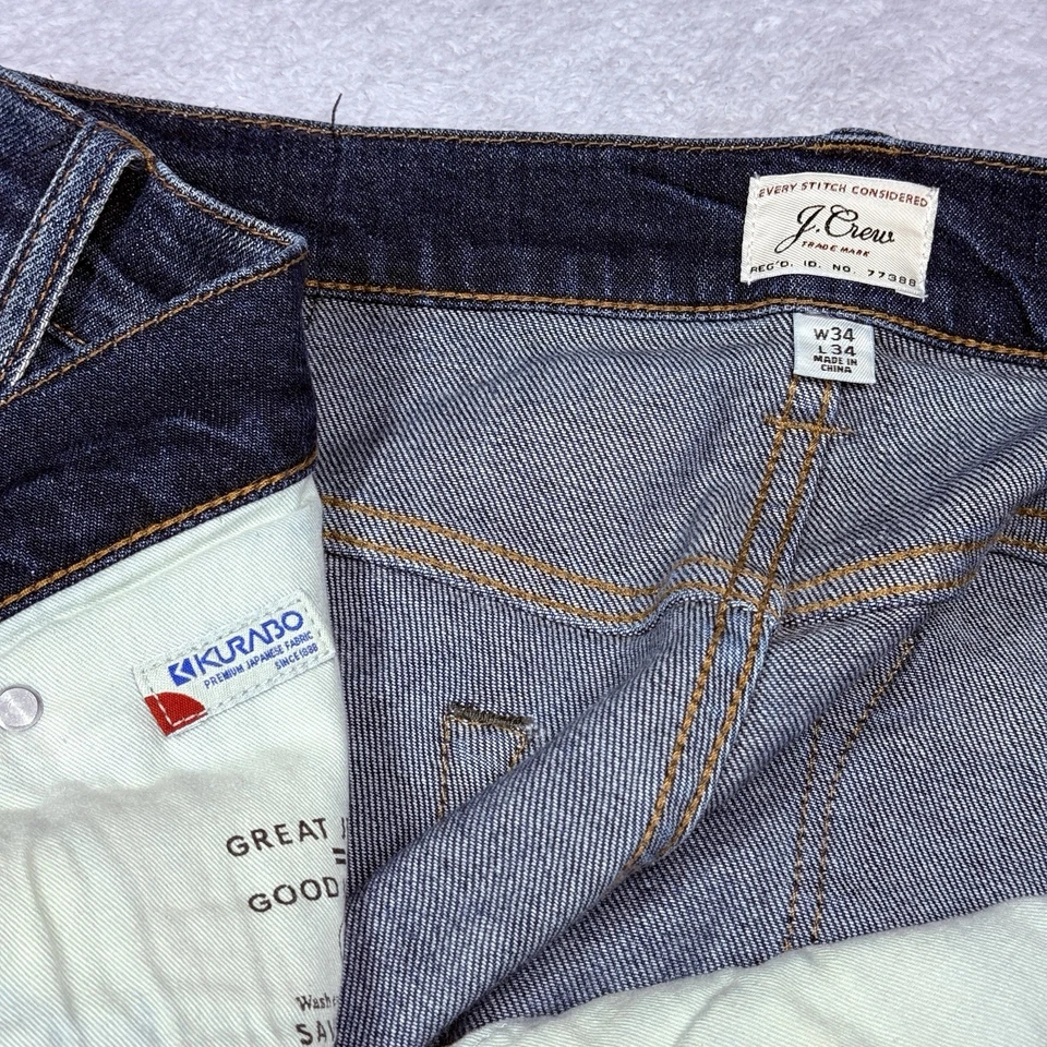 J. Crew Mens 484 Slim Jeans Size 34x34  Dark Wash Blue Kurabo Japanese Fabric - Image 2 of 4