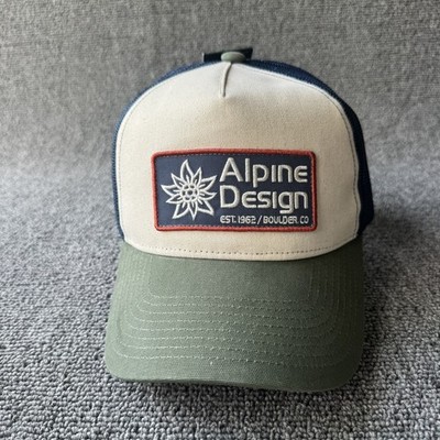 Alpine Design Outdoor Trucker Snapback Cream Navy Olive Hat W0007