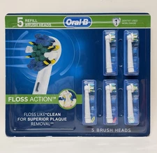 Oral-B Floss Action Replacement Toothbrush Heads Refills 5 Brush Heads