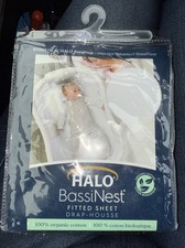 HALO Bassinest Swivel Sleeper Fitted Sheet 100 Organic Cotton, White Bassinet