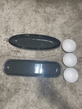 Serving Platter Set w/ 3 Dip Bowls Gray and 2 Appetizer Trays