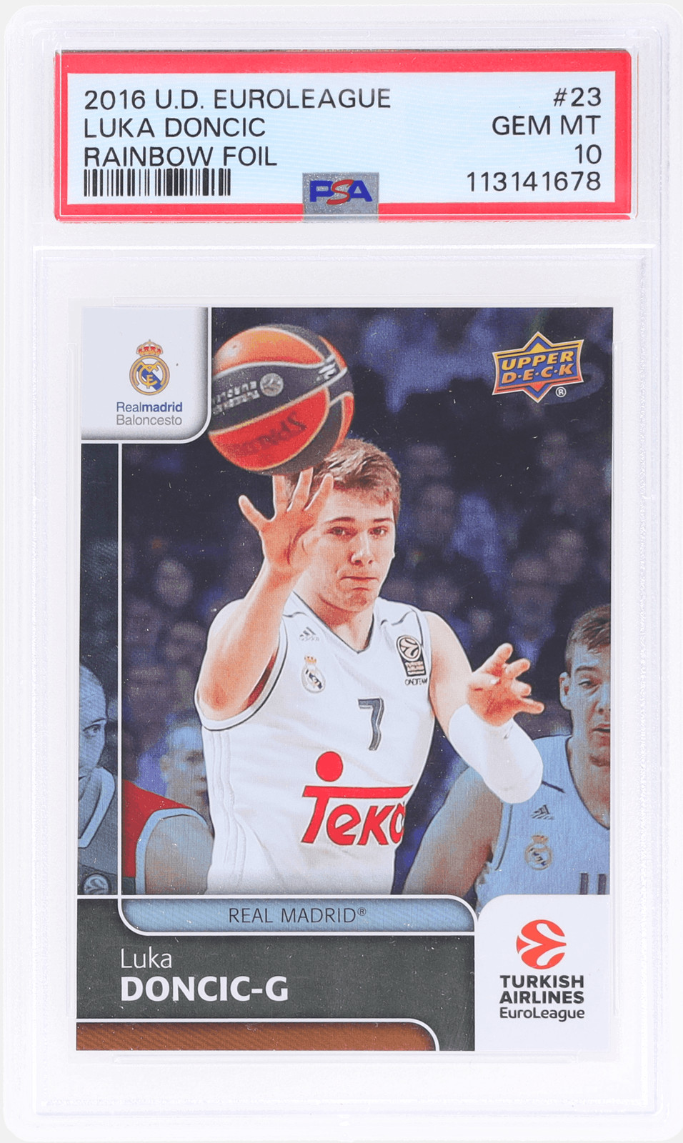 2016 Upper Deck Turkish Airlines Euroleague Luka Doncic Rainbow Holo #23 PSA 10