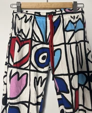 Sweatpants Youtube Style Mens 2XS Liunic Cotton-Poly White Loud-Design Elastic