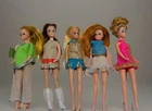 Lot of 5 Vintage 1970s Topper Dawn Dolls with Clothes & Accessories