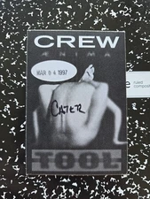 Vintage 1997 Tool Anima Tour Crew Backstage Pass Ænima Satin Ticket