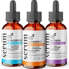 Anti-Aging-Set with Vitamin-C Retinol and Hyaluronic-Acid - 3 x 1 F
