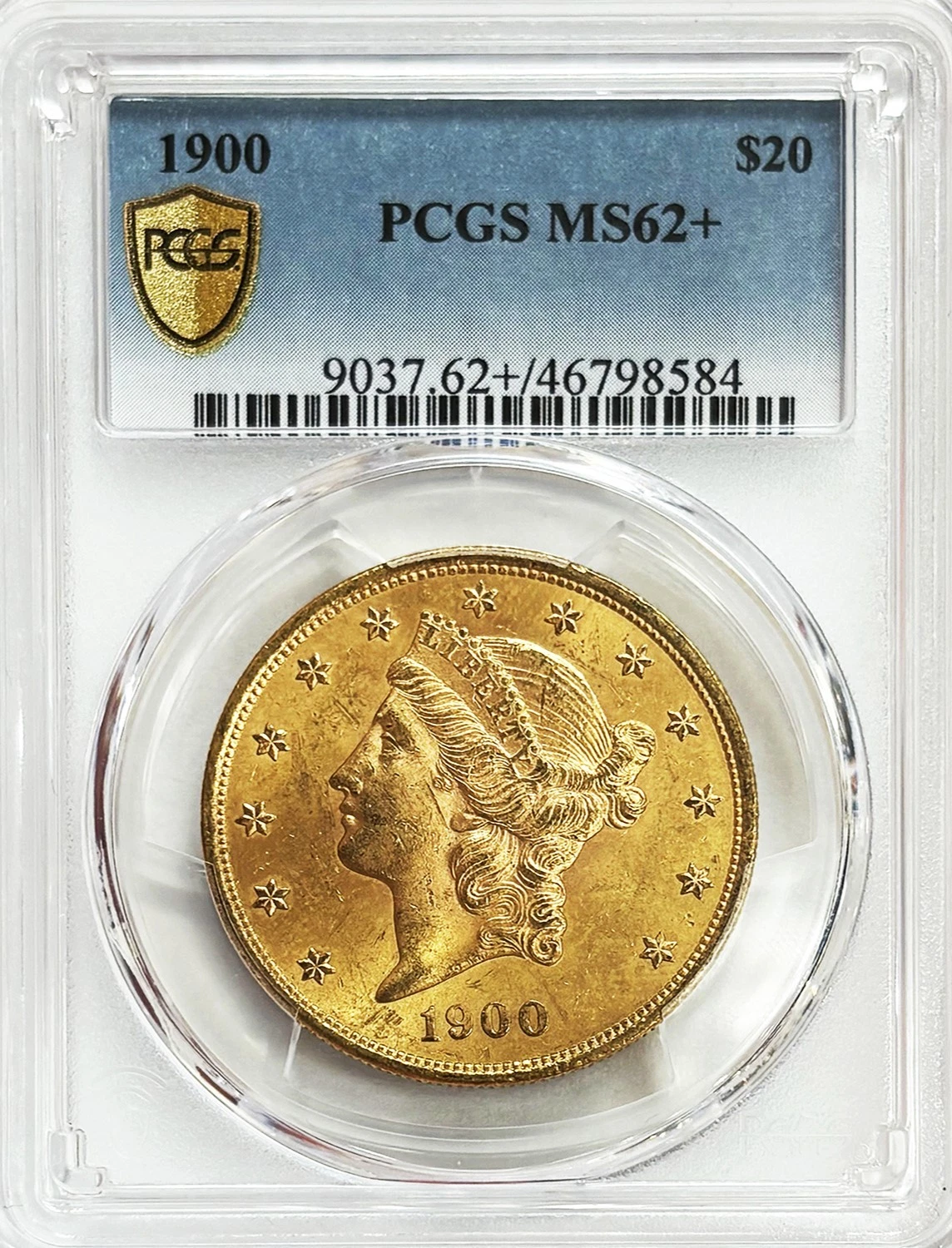 1900 GOLD USA $20 DOLLAR LIBERTY DOUBLE EAGLE PCGS MINT STATE 62+