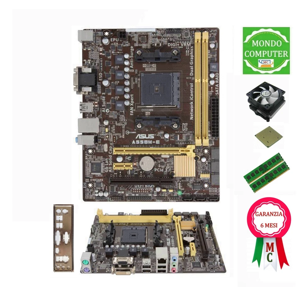 ASUS A55BM-E FM2 SOCKEL MAINBOARD + AMD A10 6700 CPU + RAM - Bild 1 von 1