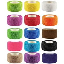 15pcs Self Adhesive Bandage 1/2/3inch Sports Athletic Tape Vet Wrap Ankle Tape