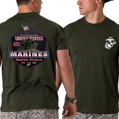 U.S. Marines 250 Years T-Shirt, Iwo Jima Memorial Graphic 2 Sides