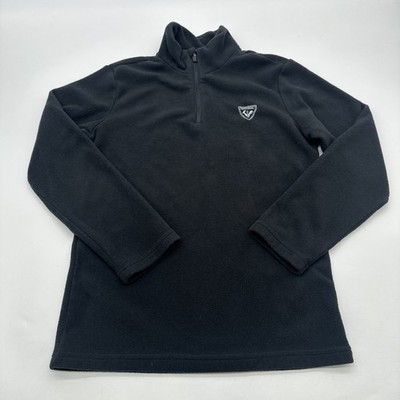 Rossignol Sweater Women Size 12 Black Solid Logo Embroidered 1/2 Zip..#32069