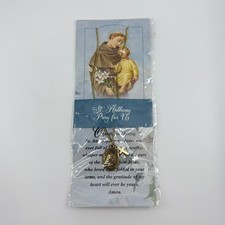 St. Anthony Pendant Necklace Gold Tone Religious Devotional Spiritual Jewelry