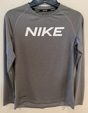Nike Dri Fit Boys Pro Logo Graphic Shirt Spell Out Long Sleeve Youth Sz L