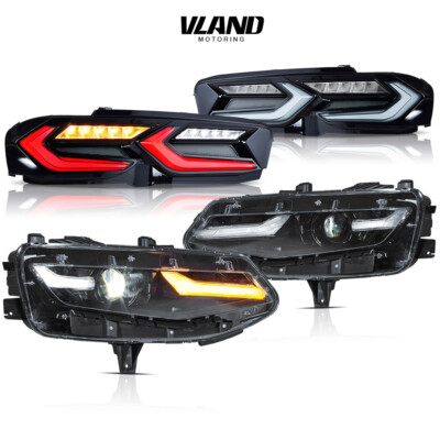 LED Head Lights&Smoked Tail Lights For 2019-2024 Chevy Camaro Coupe Convertible