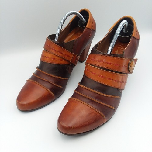 L'Artiste Spring Step Wondrous Leather Ankle Boots Cone Heel Brown EU42 US11 - Picture 2 of 14