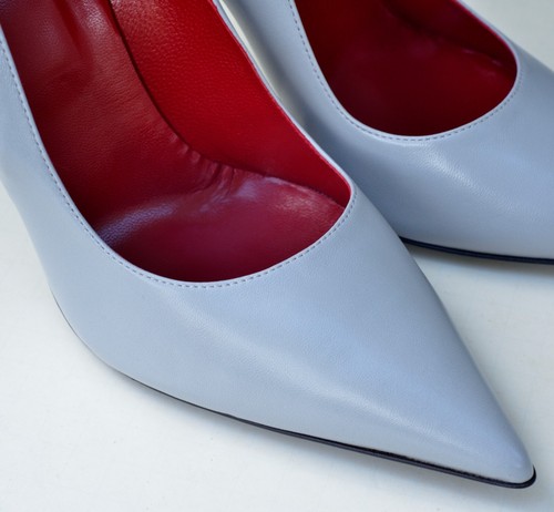 1969 Made in Italy. Gray leather stiletto pumps, red insole, Anouk 14 US, 45 EU - Picture 8 of 18