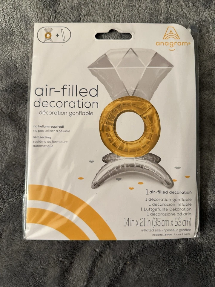 Decoraciones de boda globos pastel anillo de compromiso oro rosa lámina fiesta Foto 3 de 4