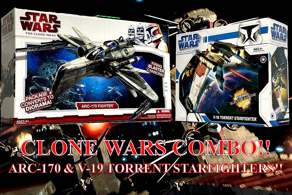 STAR WARS Hasbro Imperial ARC-170 & V-19 Starfighters The Clone