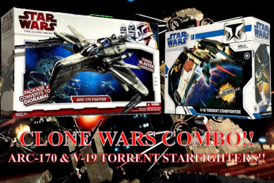 STAR WARS Hasbro Imperial ARC-170 & V-19 Starfighters The Clone