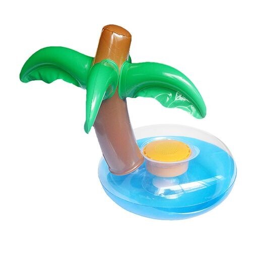 Flotador Con Altavoz Inalámbrico Bluetooth Palmera Resistente Agua y Posavasos