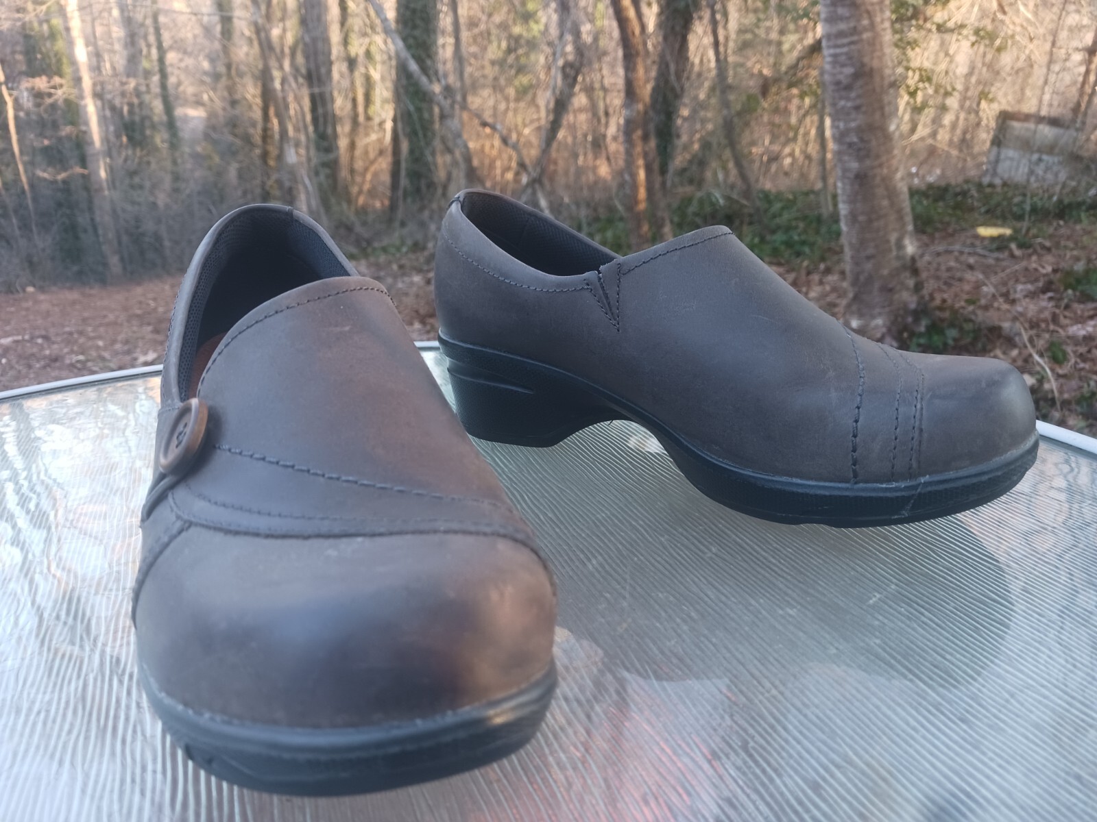 Scarpe donna KEEN slip on in pelle marrone con tacco misura 6 36