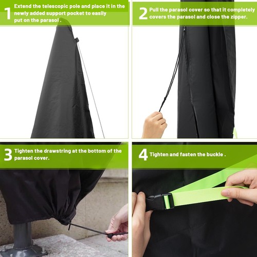 Sonnenschirm Schutzhülle mit Stab Ampelschirm Schutzhülle Wasserdicht 280x30x... - Bild 3 von 6