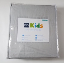 The BIG ONE KIDS Sheet Set TWIN Solid Gray 3pc Cotton Blend Easy Care NEW