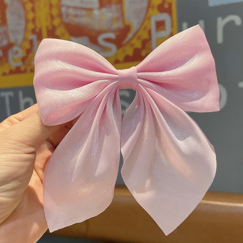 Big Bow Hairpin Pearlescent Satin Ribbon Hair Clip Women Sweet Duckbill Clips ☊ - Picture 12 of 20