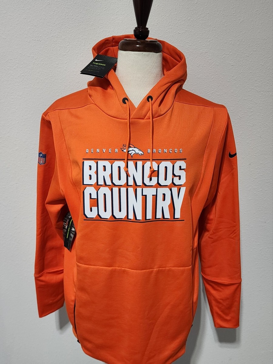 【NIKE】Denver Broncos Men’s Nike Therma NFL PulloverHoodie Nike On Field Denver Broncos Therma Fit Hoodie Mens Size