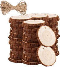 30pcs Rustic Table Numbers Log Slices & Hole Wooden Circles for DIY Crafts 5-6CM