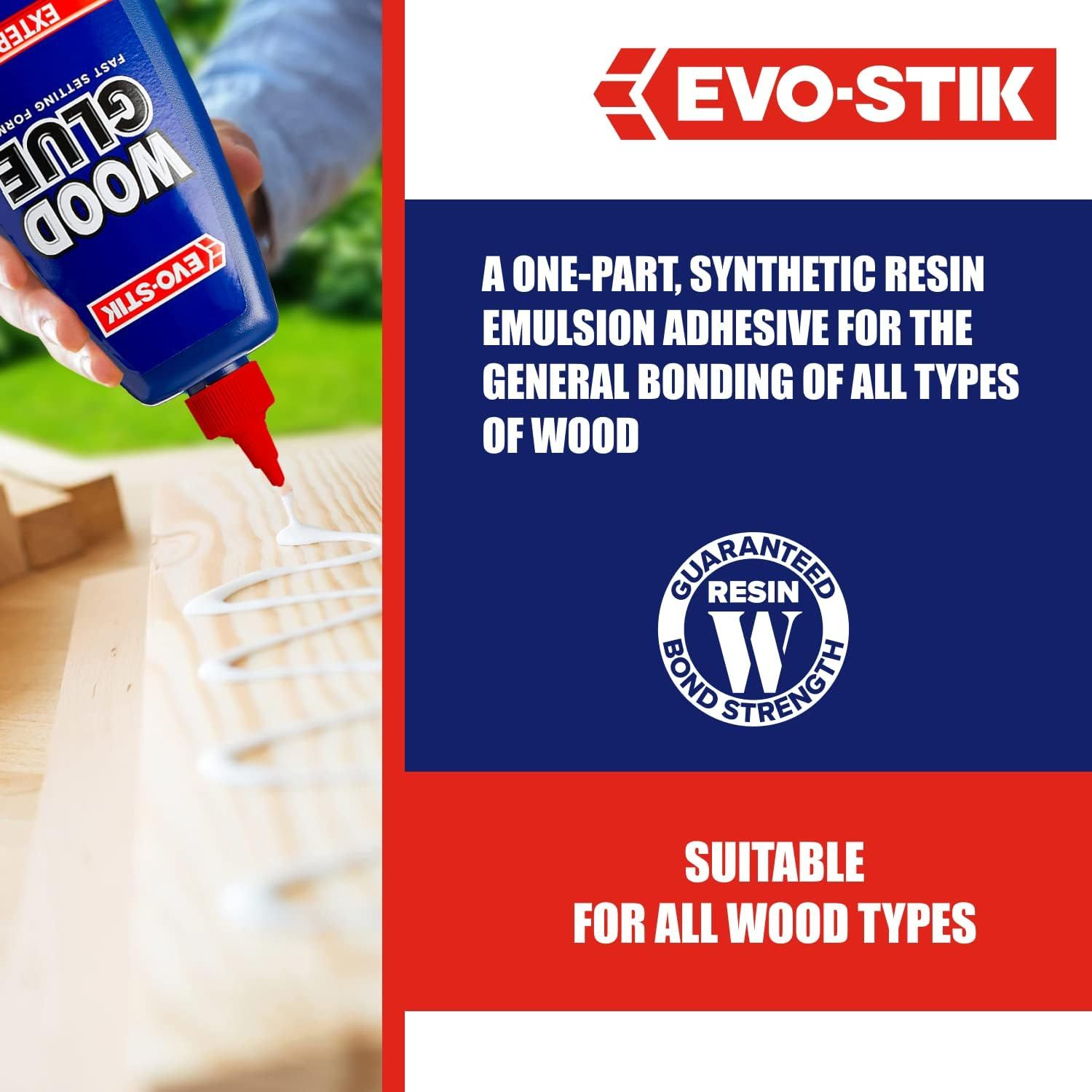 EVOSTIK Wood Glue Exterior, Weatherproof, Extra Strong, Fast Setting