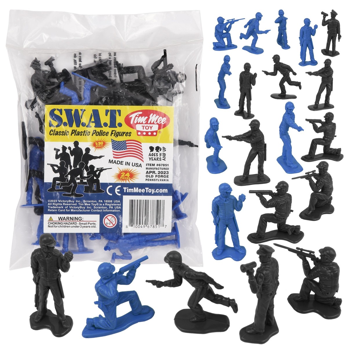 TimMee Processed Plastic SWAT Police Black Blue Tim Mee Army Men