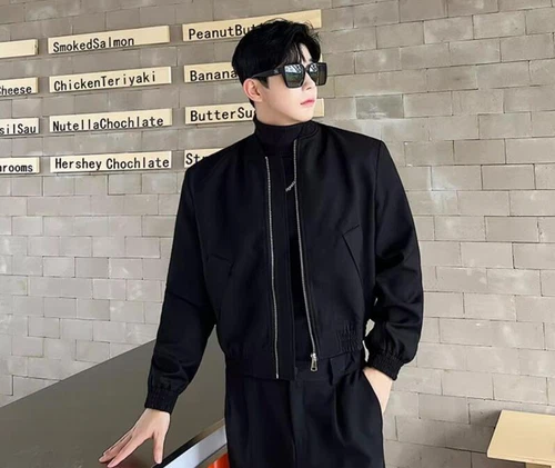 Men's Autumn Stand Collar Long Sleeve Loose Jackets Fashion Casual Short Coats - Picture 16 of 21