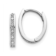 14k White Gold Oval Hinged Hoop Earrings 1.2g L-12mm, W-10mm for Mom