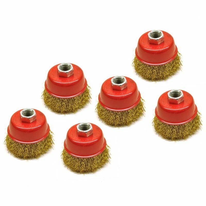 Wire Cup Brush Wheel for Angle Grinder Crimped Brass Coated 6